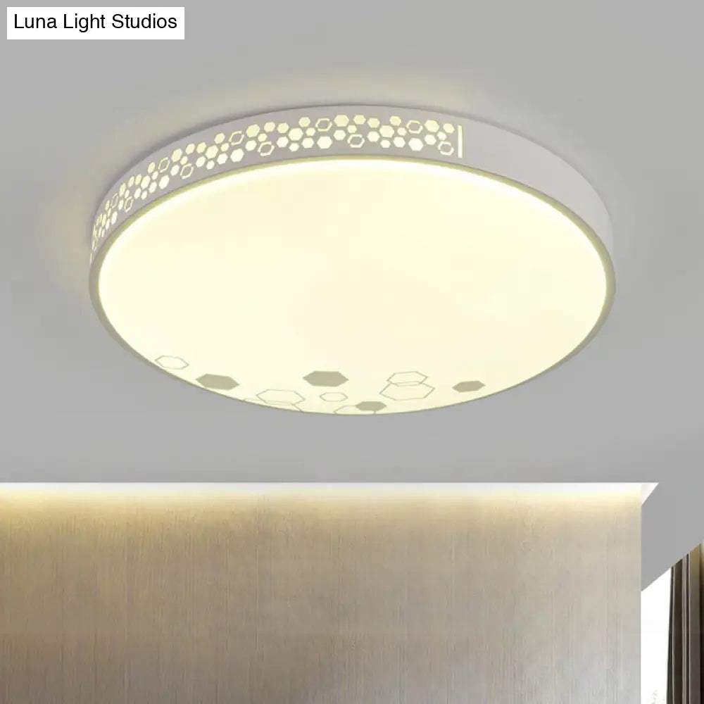 Modern Led Flush Mount Ceiling Light In White - Home Bedroom Lighting