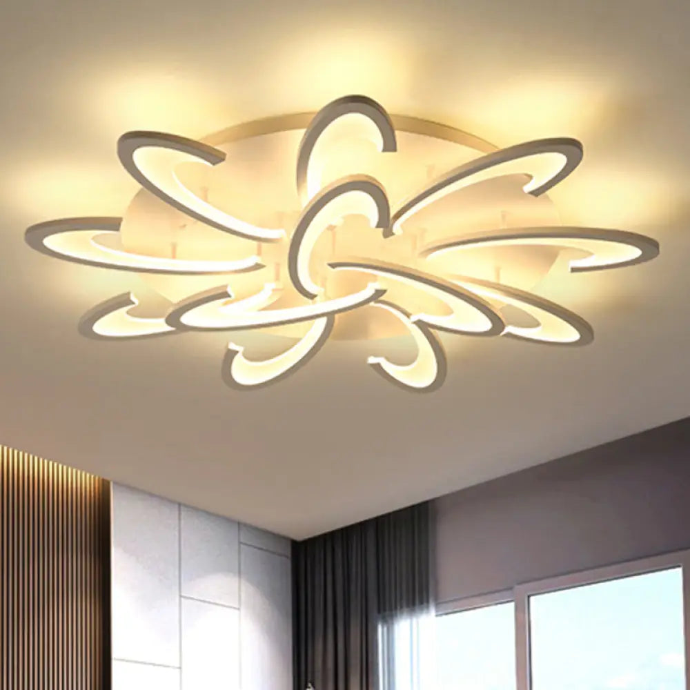 Modern Led Flush Mount Ceiling Light In White With Floral Acrylic Design For Living Room 12 /