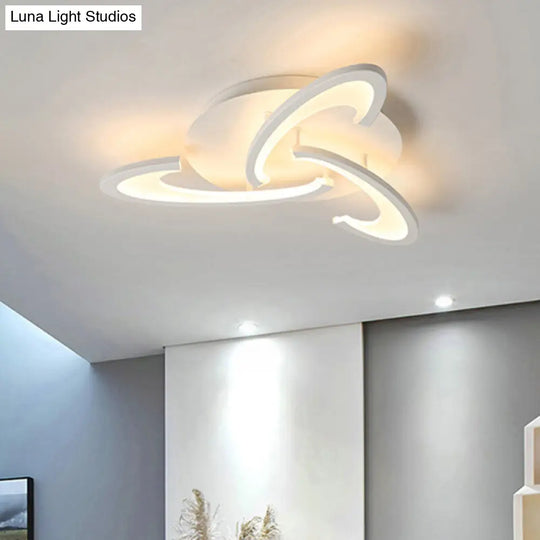 Modern Led Flush Mount Ceiling Light In White With Floral Acrylic Design For Living Room 3 /