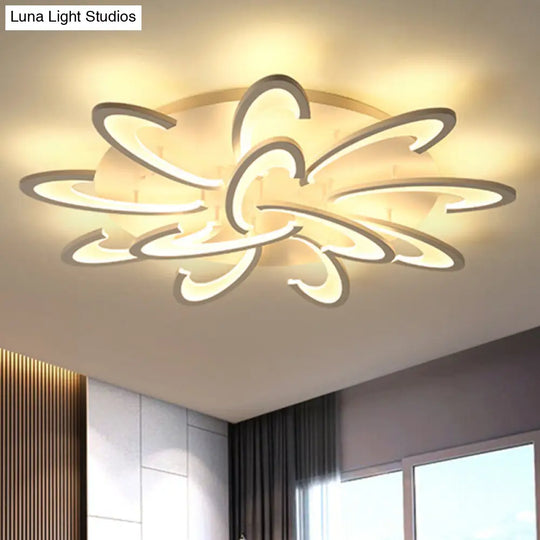 Modern Led Flush Mount Ceiling Light In White With Floral Acrylic Design For Living Room 12 /