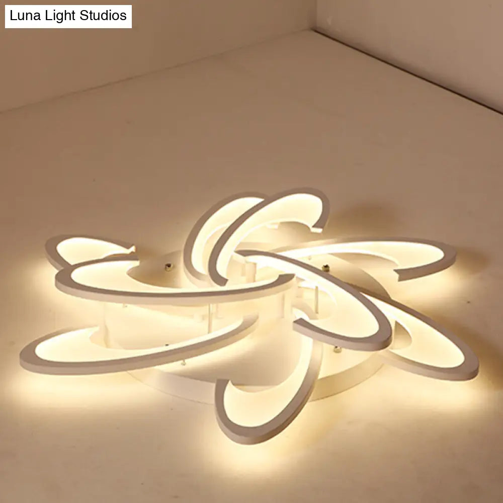 Modern Led Flush Mount Ceiling Light In White With Floral Acrylic Design For Living Room 9 /