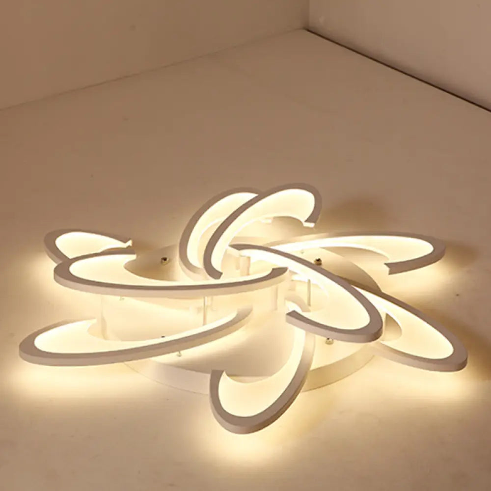 Modern Led Flush Mount Ceiling Light In White With Floral Acrylic Design For Living Room 9 /