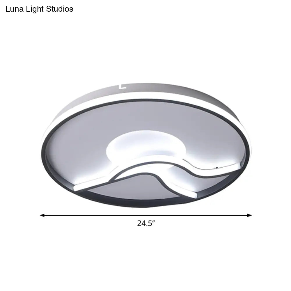 Modern Led Flush Mount Ceiling Light - Metal Minimalist Bedroom Fixture In Black White Or Warm