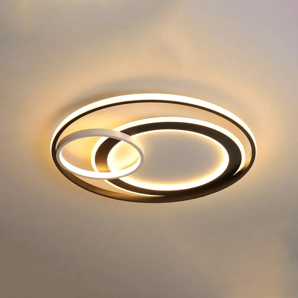 Modern Led Flush Mount Ceiling Light With Acrylic Circle Design For Simplicity In Bedroom Black / 18