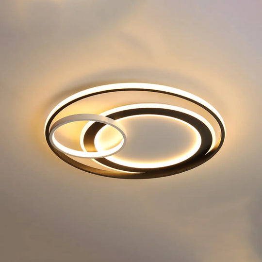 Modern Led Flush Mount Ceiling Light With Acrylic Circle Design For Simplicity In Bedroom Black /