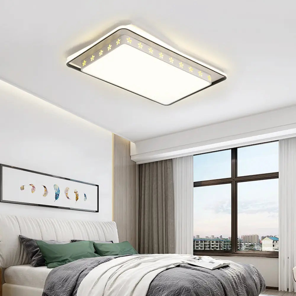 Modern Led Flush Mount Ceiling Light With Acrylic Diffuser - Ideal For Bedrooms & More White /