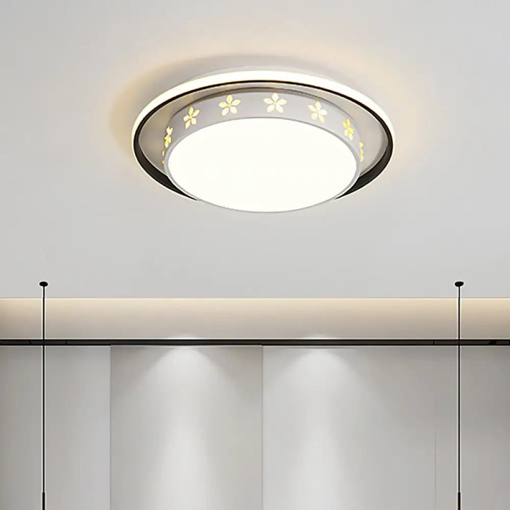 Modern Led Flush Mount Ceiling Light With Acrylic Diffuser - Ideal For Bedrooms & More White / Round