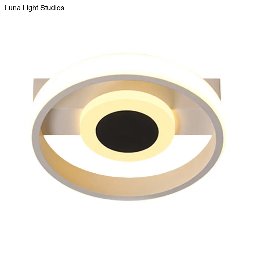 Modern Led Flush Mount Ceiling Light With Acrylic Shade In Warm/White - White Halo Design