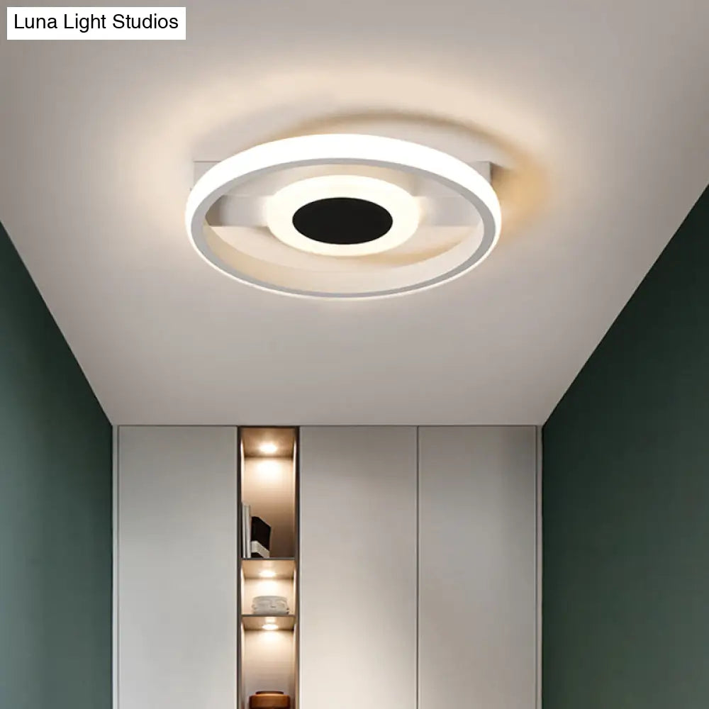 Modern Led Flush Mount Ceiling Light With Acrylic Shade In Warm/White - White Halo Design