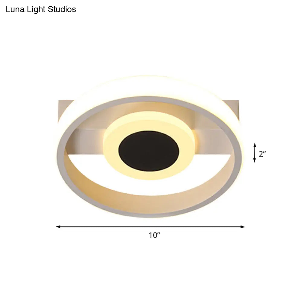 Modern Led Flush Mount Ceiling Light With Acrylic Shade In Warm/White - White Halo Design