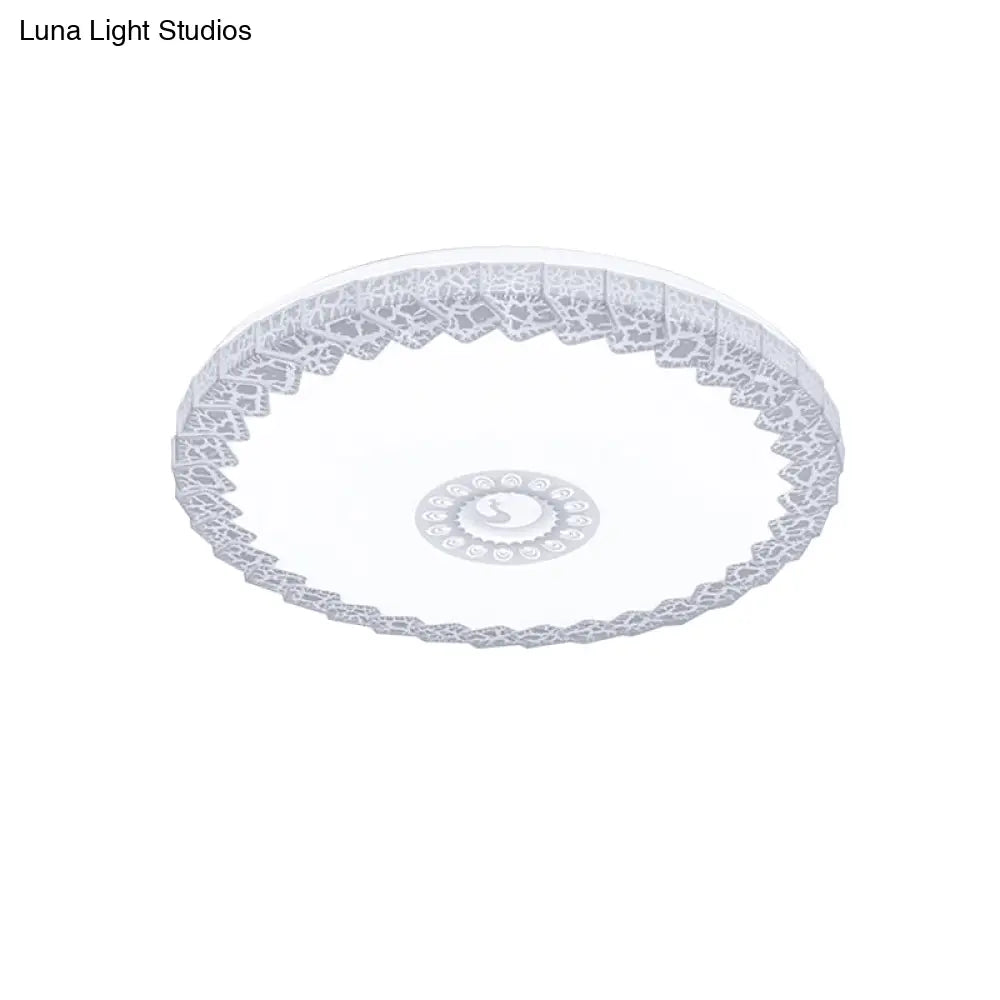 Modern Led Flush Mount Ceiling Light With Acrylic Shade In White/Blue/Gold Crackle Finish - Bedroom