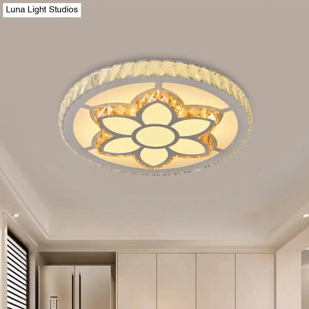 Modern Led Flush Mount Ceiling Light With Clear Crystal Design For Bedroom / A