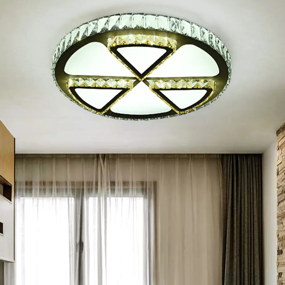 Modern Led Flush Mount Ceiling Light With Clear Crystal Design For Bedroom / B