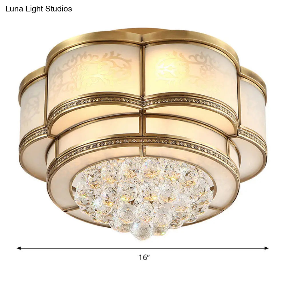 Modern Led Flush Mount Ceiling Light With Clear Crystal Flushmount Lamp For Living Room - Warm