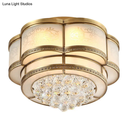 Modern Led Flush Mount Ceiling Light With Clear Crystal Flushmount Lamp For Living Room - Warm