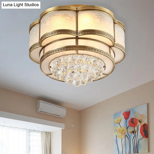 Modern Led Flush Mount Ceiling Light With Clear Crystal Flushmount Lamp For Living Room - Warm Brass