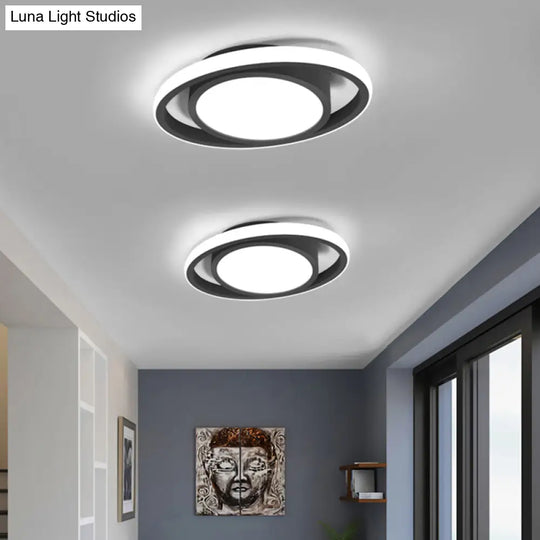 Modern Led Flush Mount Ceiling Light With Elliptical Acrylic Shade