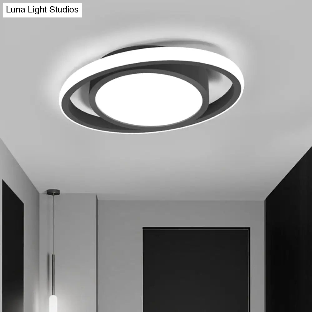 Modern Led Flush Mount Ceiling Light With Elliptical Acrylic Shade