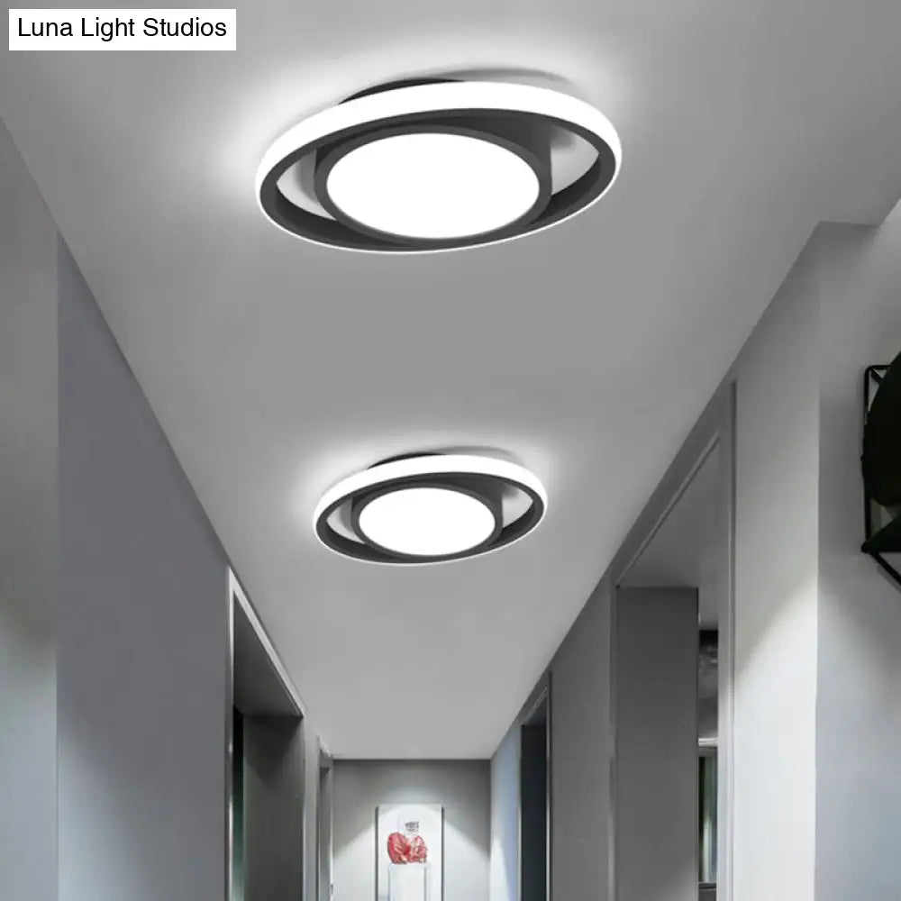 Modern Led Flush Mount Ceiling Light With Elliptical Acrylic Shade