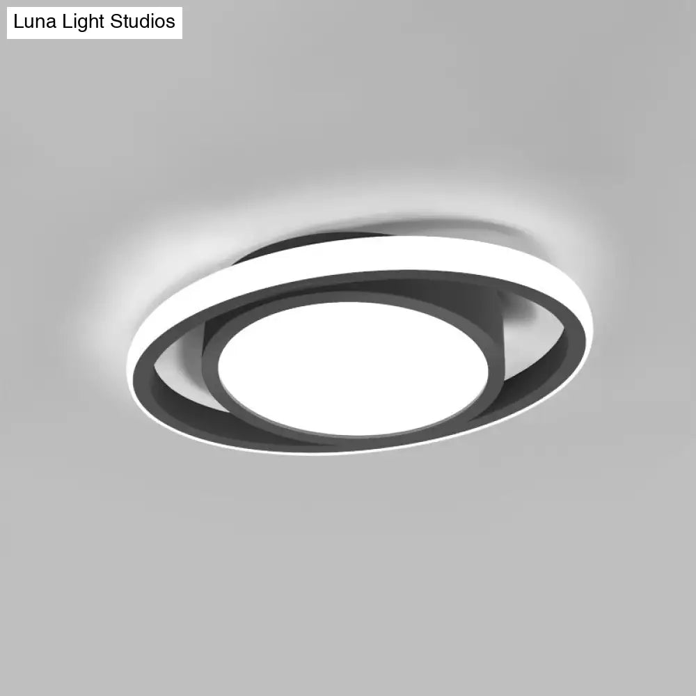 Modern Led Flush Mount Ceiling Light With Elliptical Acrylic Shade Black