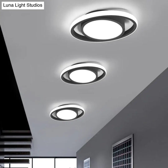 Modern Led Flush Mount Ceiling Light With Elliptical Acrylic Shade