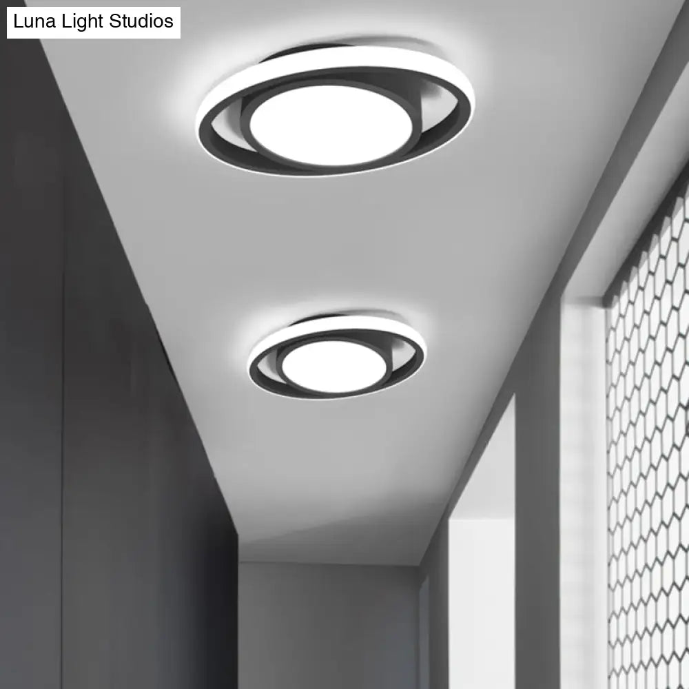 Modern Led Flush Mount Ceiling Light With Elliptical Acrylic Shade