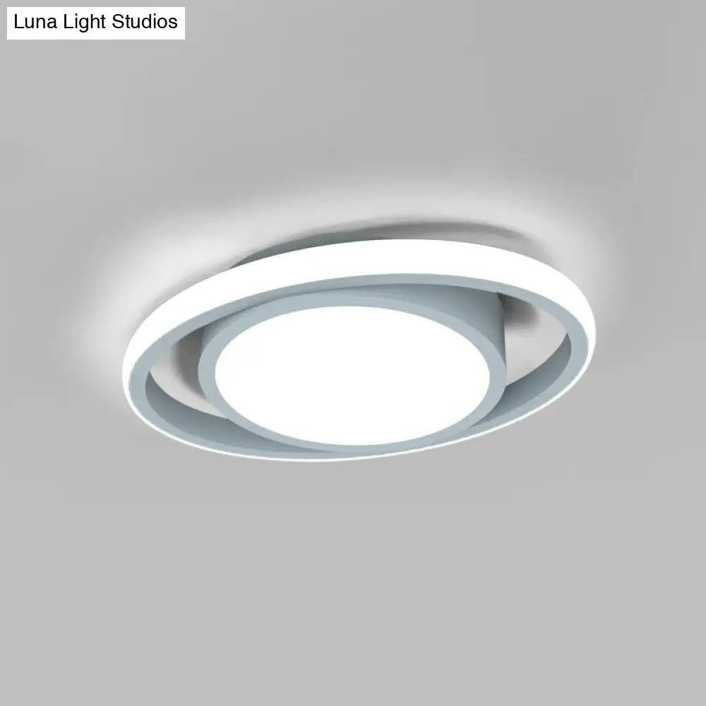 Modern Led Flush Mount Ceiling Light With Elliptical Acrylic Shade Grey