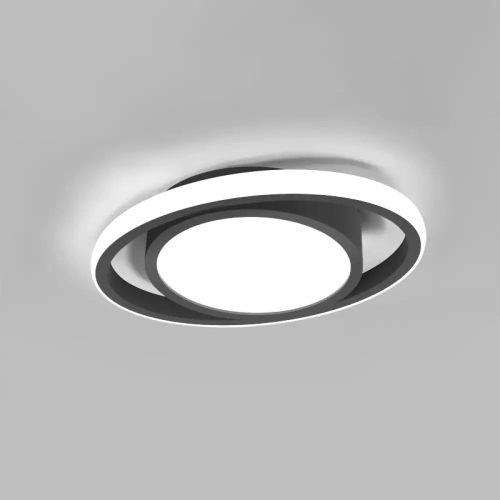 Modern Led Flush Mount Ceiling Light With Elliptical Acrylic Shade Black