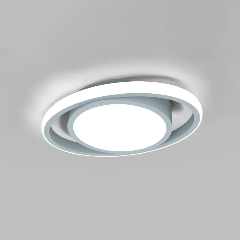 Modern Led Flush Mount Ceiling Light With Elliptical Acrylic Shade Grey