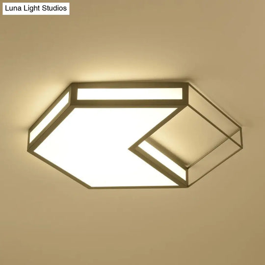 Modern Led Flush Mount Ceiling Light With Hexagon/Square Design Black/Grey Third Gear