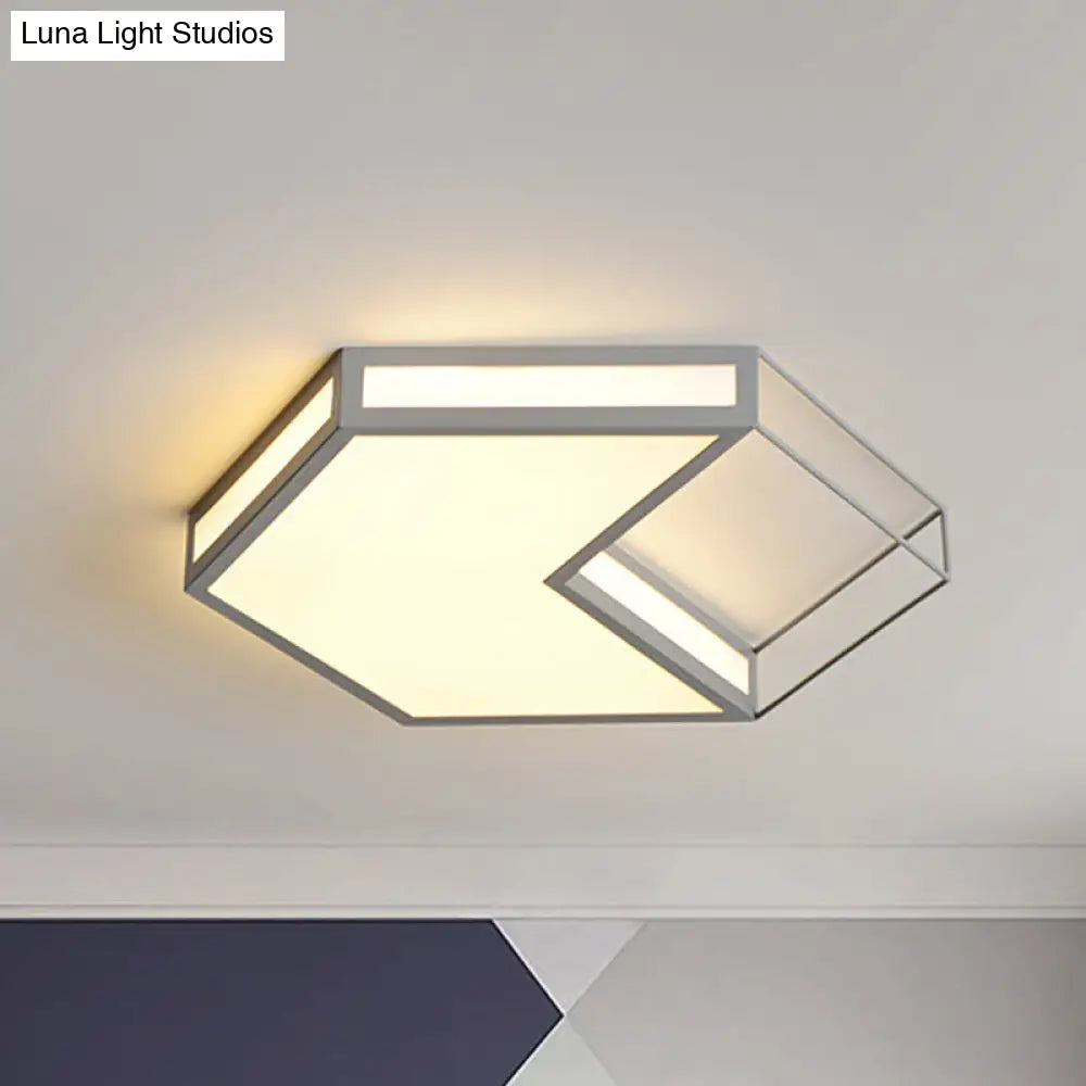 Modern Led Flush Mount Ceiling Light With Hexagon/Square Design Black/Grey Third Gear Grey / Hexagon