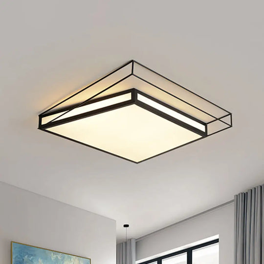 Modern Led Flush Mount Ceiling Light With Hexagon/Square Design – Black/Grey Third Gear Black /