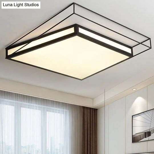 Modern Led Flush Mount Ceiling Light With Hexagon/Square Design Black/Grey Third Gear