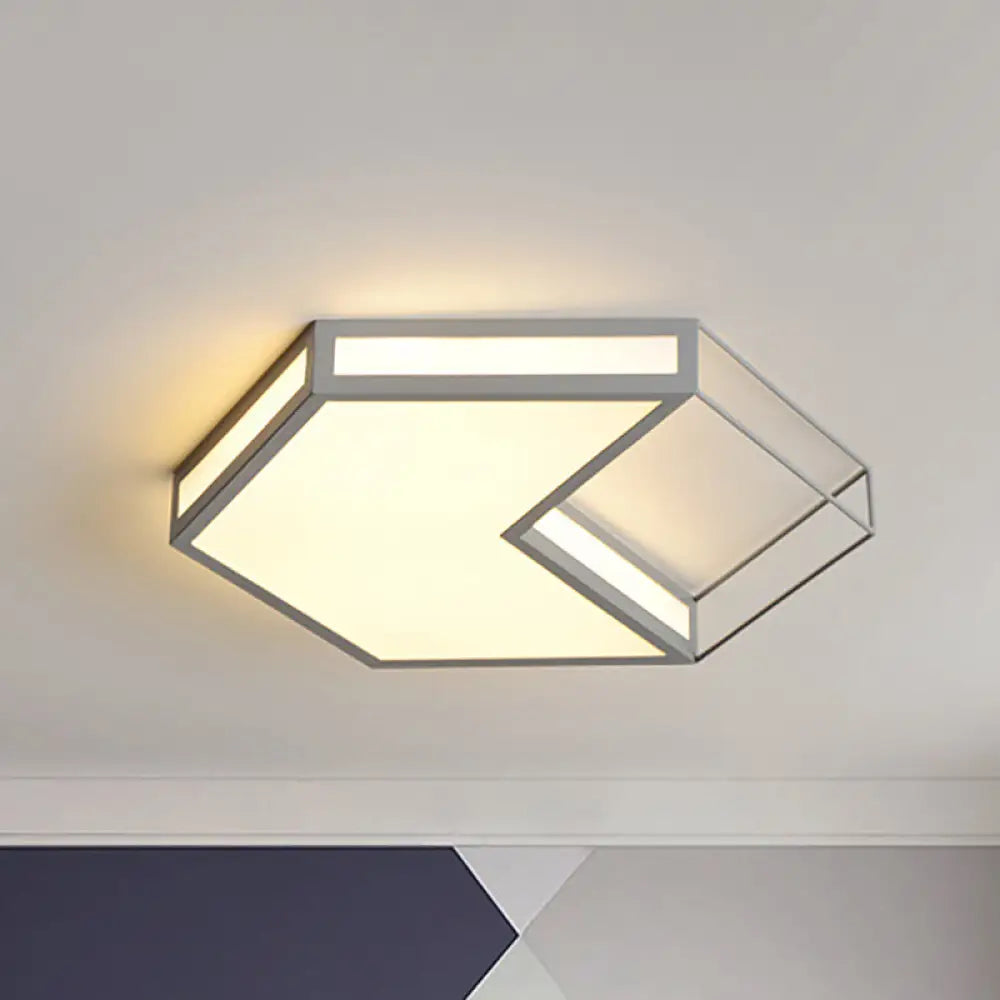 Modern Led Flush Mount Ceiling Light With Hexagon/Square Design – Black/Grey Third Gear Grey /
