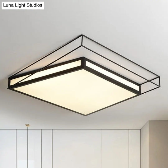 Modern Led Flush Mount Ceiling Light With Hexagon/Square Design – Black/Grey Third Gear