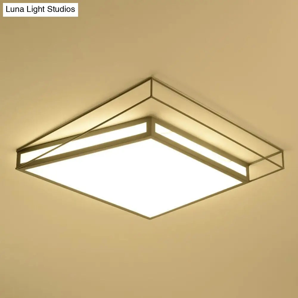 Modern Led Flush Mount Ceiling Light With Hexagon/Square Design Black/Grey Third Gear