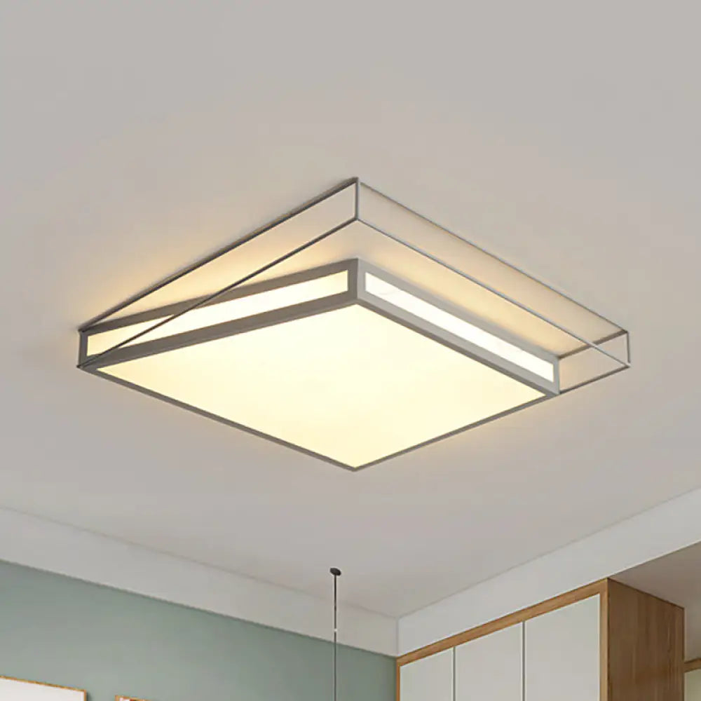 Modern Led Flush Mount Ceiling Light With Hexagon/Square Design – Black/Grey Third Gear Grey /