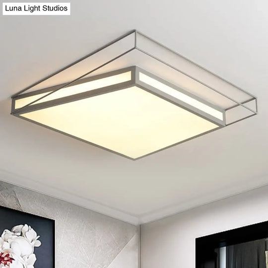 Modern Led Flush Mount Ceiling Light With Hexagon/Square Design – Black/Grey Third Gear