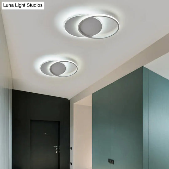 Modern Led Flush Mount Ceiling Light With Overlapping Acrylic Panels In White Bronze