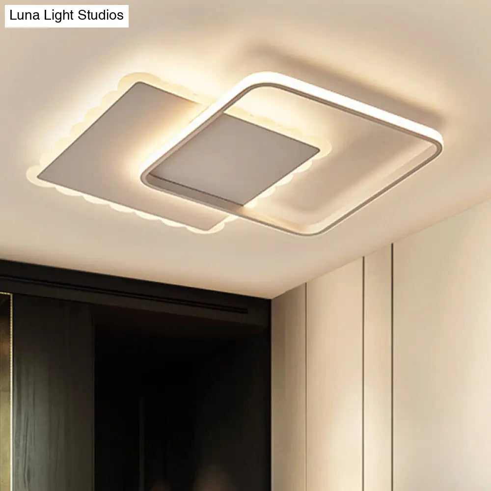 Modern Led Flush Mount Ceiling Light With Overlapping Acrylic Panels In White Bronze