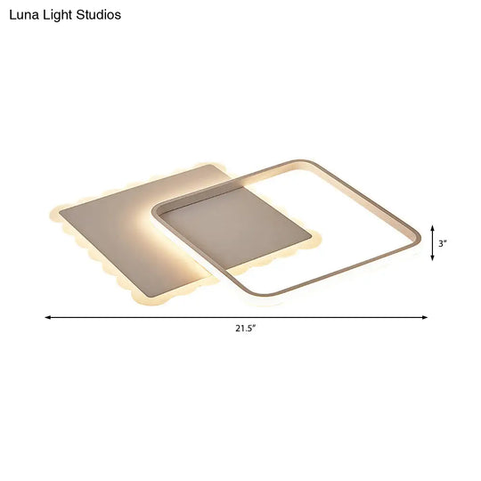 Modern Led Flush Mount Ceiling Light With Overlapping Acrylic Panels In White Bronze