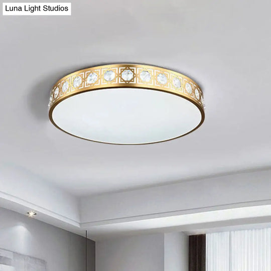 Modern Led Flush Mount Crystal Ceiling Lamp For Bedroom - 3 Sizes Available Brass / 12