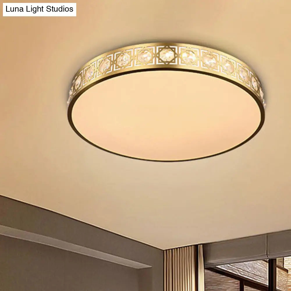 Modern Led Flush Mount Crystal Ceiling Lamp For Bedroom - 3 Sizes Available