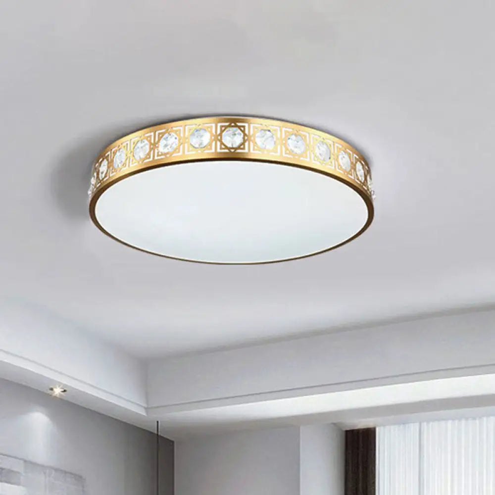 Modern Led Flush Mount Crystal Ceiling Lamp For Bedroom - 3 Sizes Available Brass / 12’