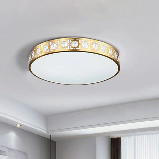 Modern Led Flush Mount Crystal Ceiling Lamp For Bedroom - 3 Sizes Available Brass / 12’