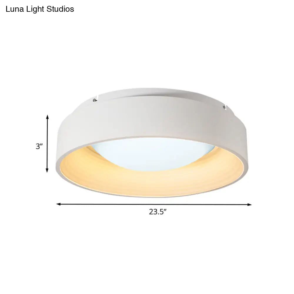 Modern Led Flush Mount Drum Ceiling Light For Bedroom White Acrylic 18’/23.5’ Dia