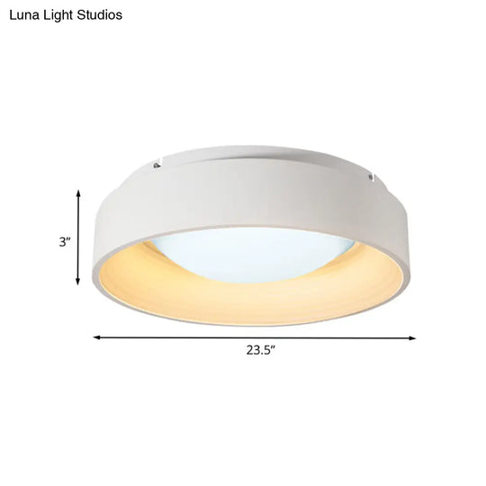 Modern Led Flush Mount Drum Ceiling Light For Bedroom White Acrylic 18’/23.5’ Dia