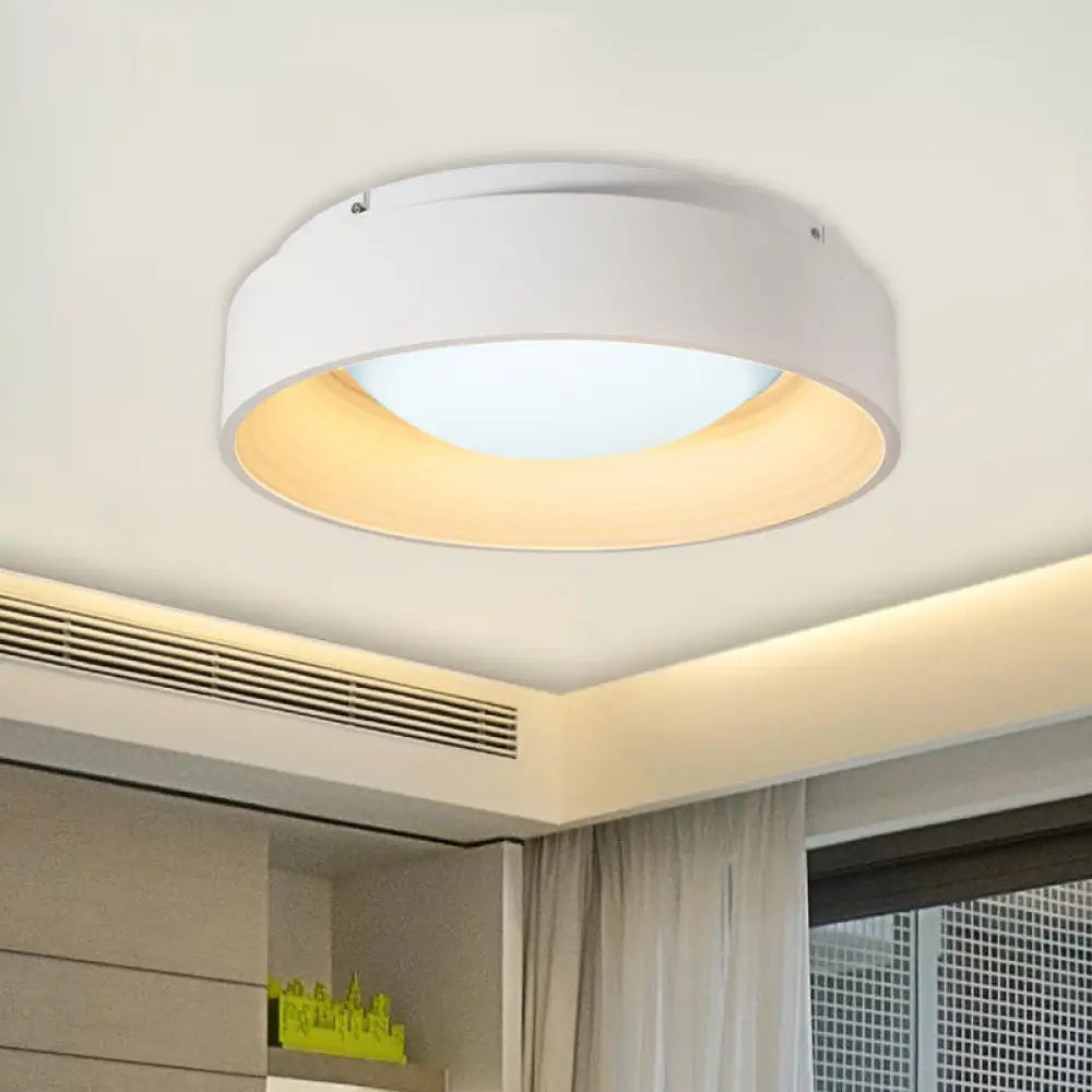 Modern Led Flush Mount Drum Ceiling Light For Bedroom White Acrylic 18’/23.5’ Dia / 18’