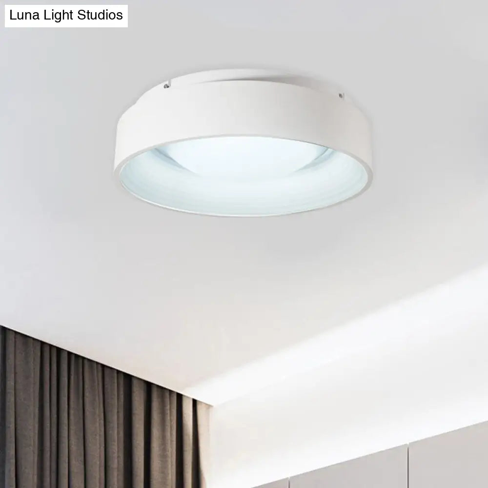 Modern Led Flush Mount Drum Ceiling Light For Bedroom White Acrylic 18’/23.5’ Dia