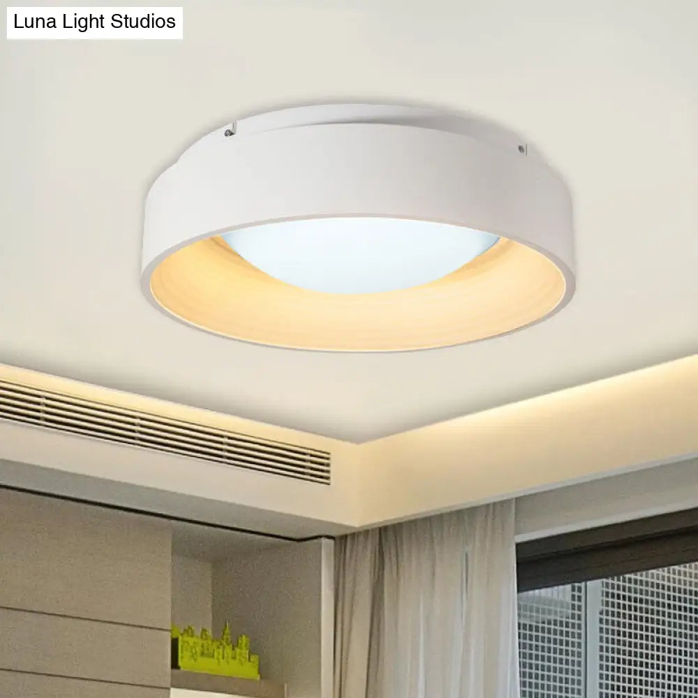 Modern Led Flush Mount Drum Ceiling Light For Bedroom White Acrylic 18/23.5 Dia / 18
